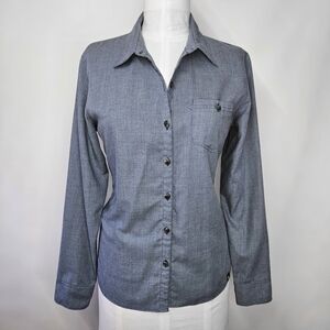 The North Face Size L Shirt Blue Chambray No-Tuck Button Down Travel Quick-Dry